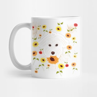 Sunflowers and Maltipoo Mug